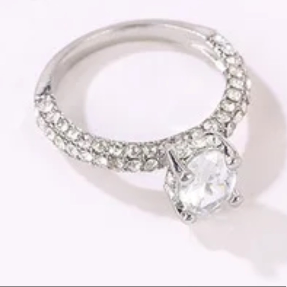 French Pavé Diamond engagement CZ ring